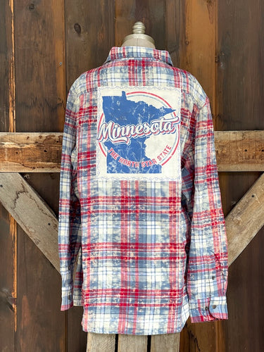 Minnesota North Star State Flannel- Red, White & Blue